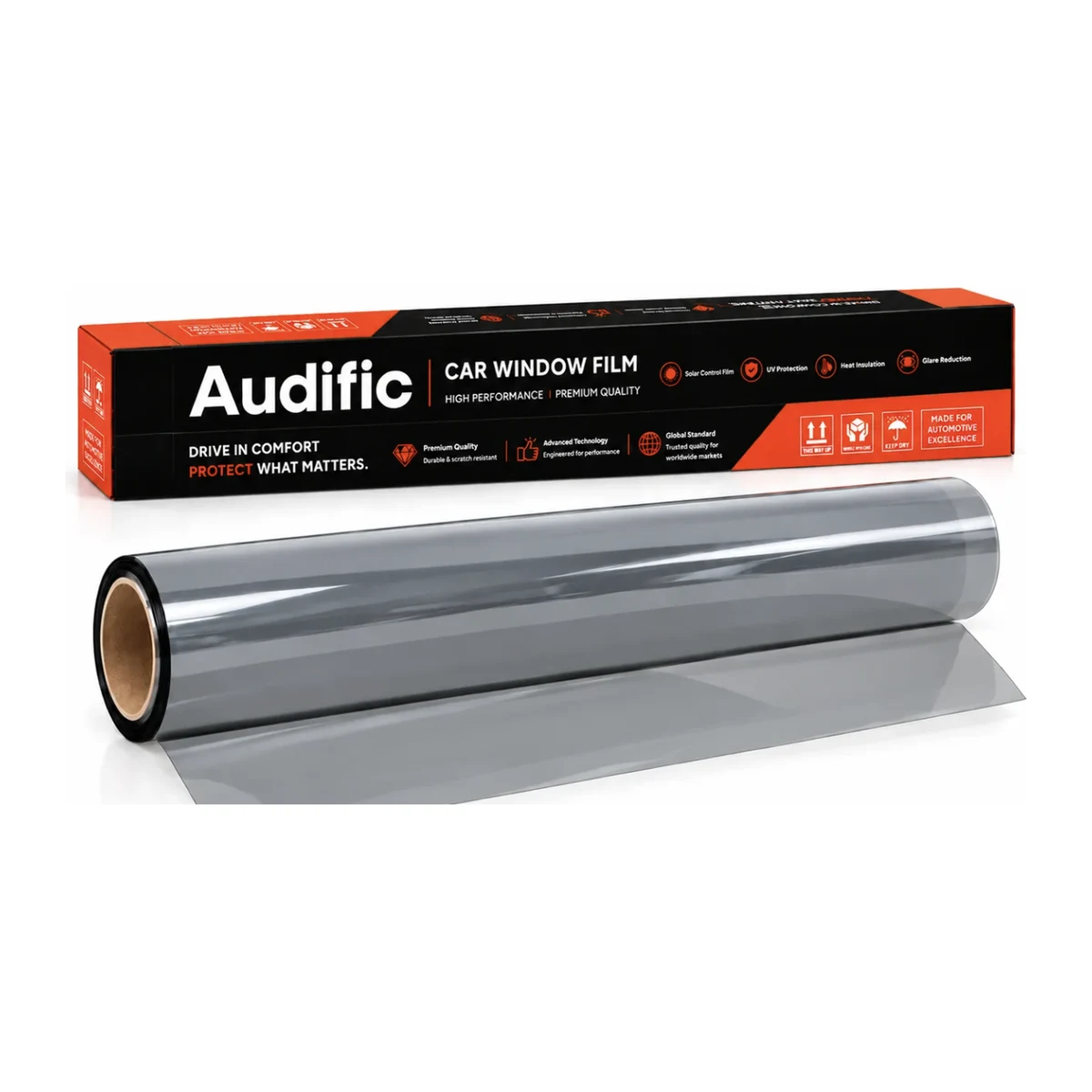 Audific car window tint film roll and box
